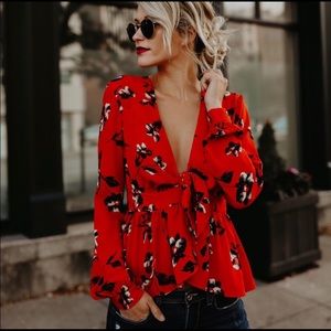 Vici Collection Rendezvous Tie Blouse